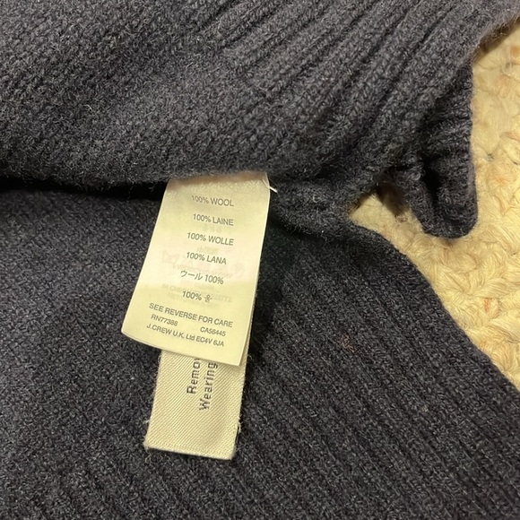 J Crew Wool Pointelle Long Sleeve Sweater Navy Blue Sz Small - Picture 4 of 9